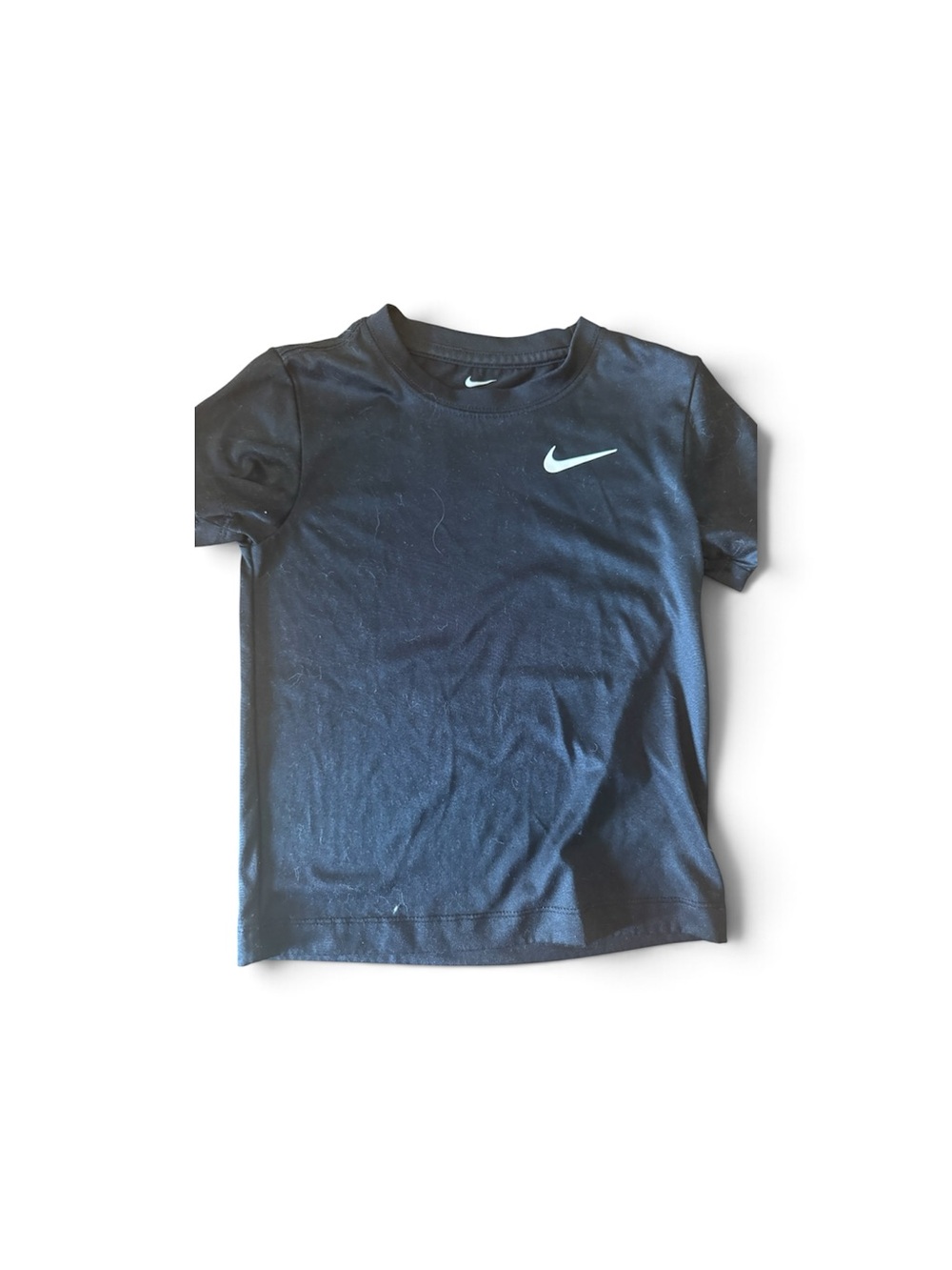 Nike Black Short-Sleeve Kids Athletic Tee with White Swoosh